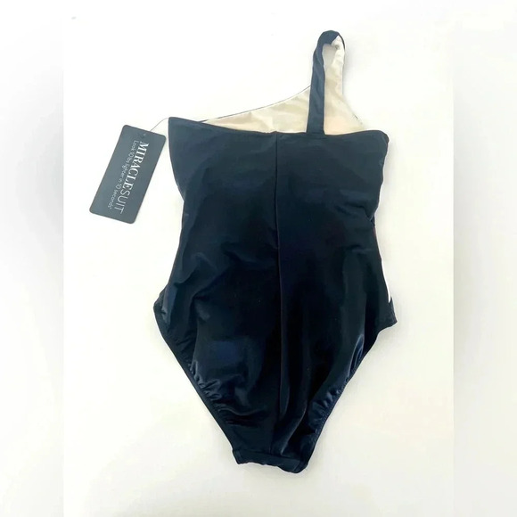 Miraclesuit Matrix Black Striped One Shoulder One Piece Swimsuit Size 8, NWT - Picture 5 of 11